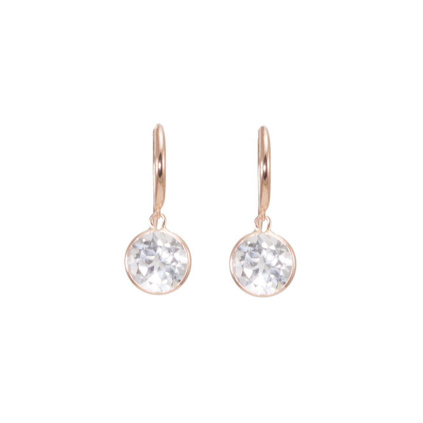 White Topaz Bezel Drop Earrings
