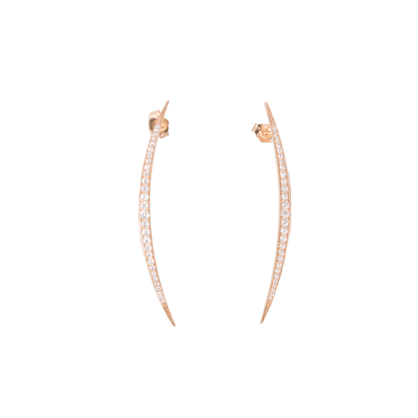 Large Crescent Graduating Diamond Stud Earrings