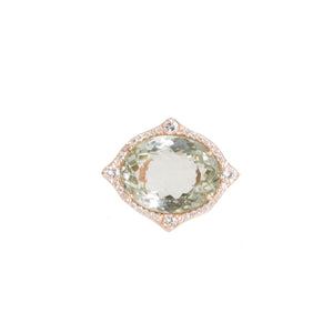 Prasiolite Art Deco Diamond Ring