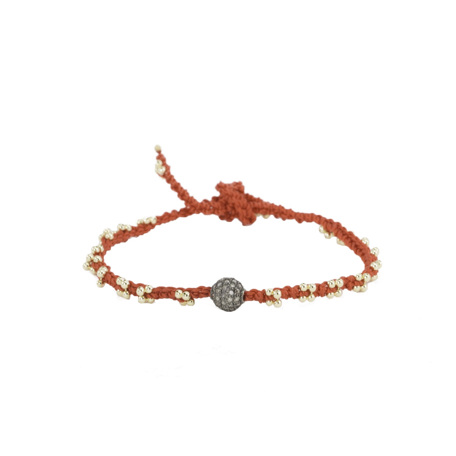 Lucky Red Silk & Champagne Diamond Bracelet