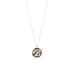Engraved Initial Disc Diamond Necklace