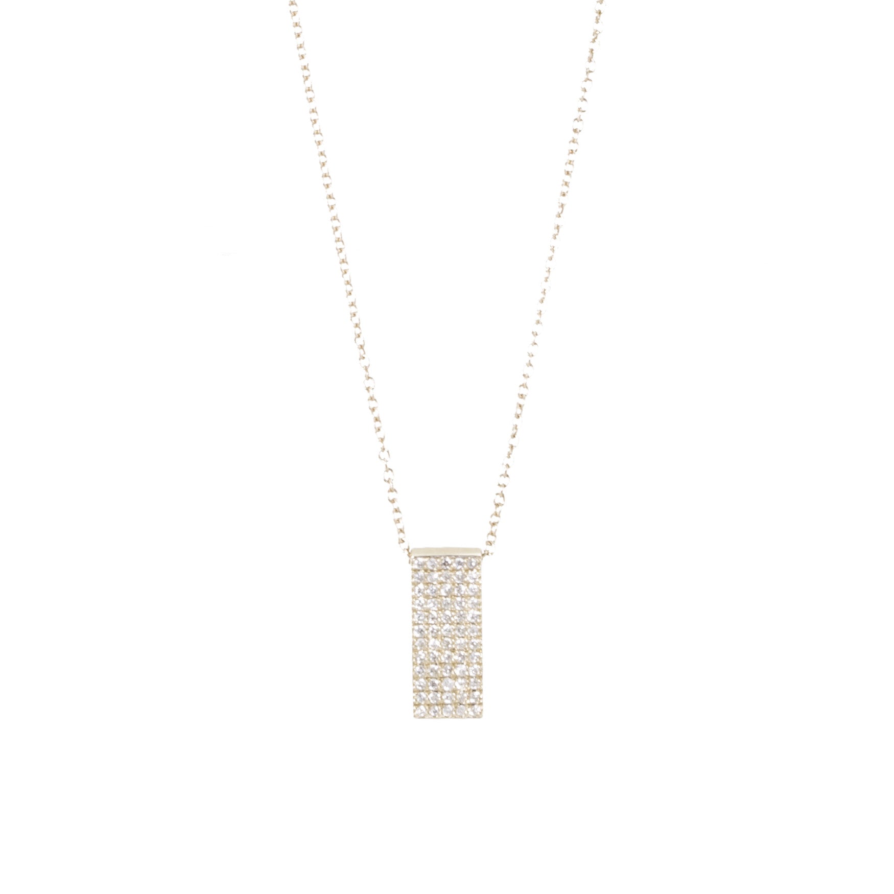 Rectangle Pave Diamond Tag Necklace