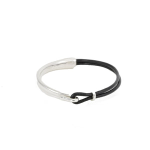 Silver Hook & Leather Bracelet