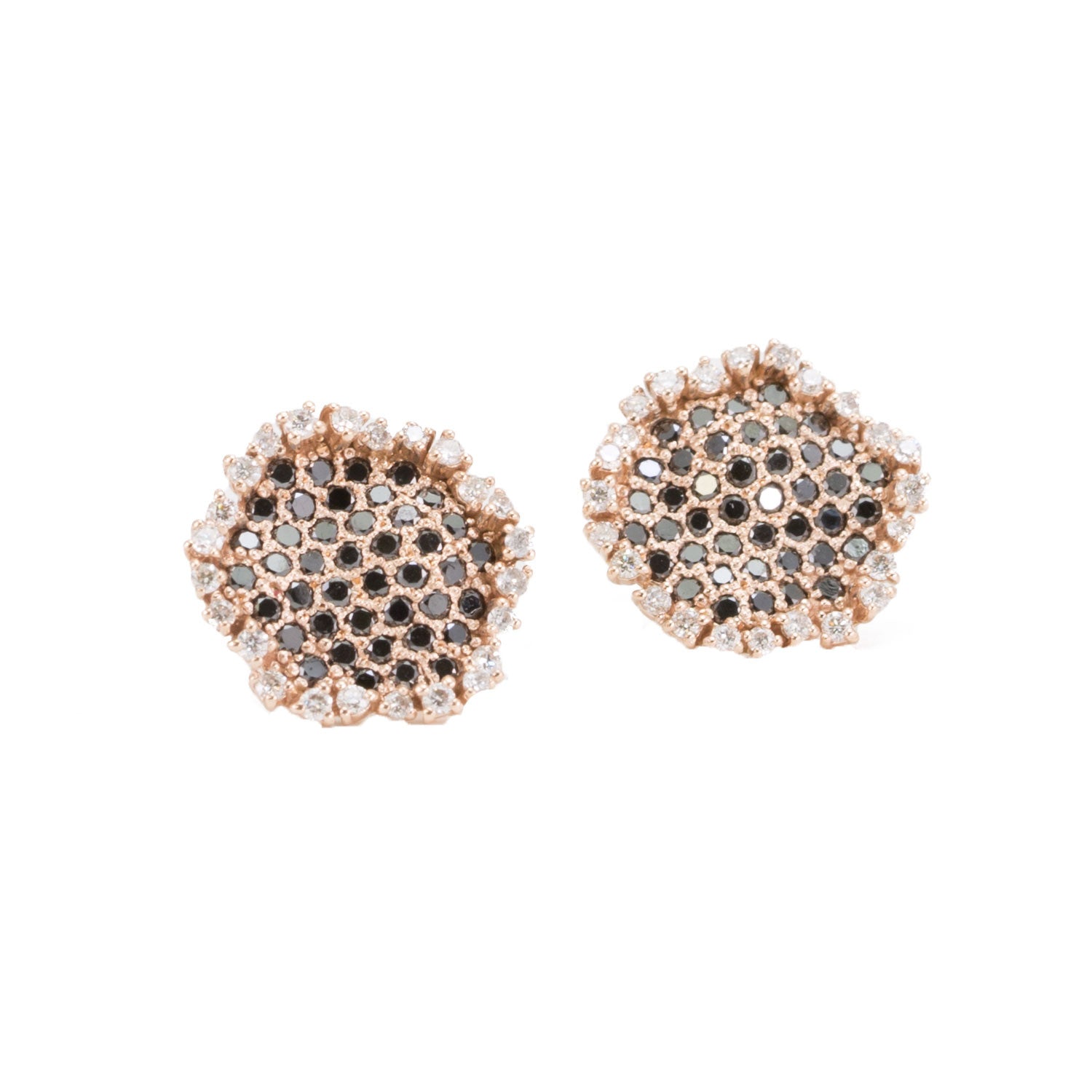 Honeycomb Black Diamond Stud Earrings