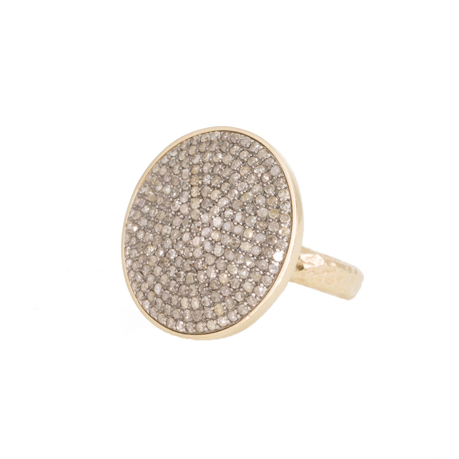 Large Champagne Diamond Disc Ring