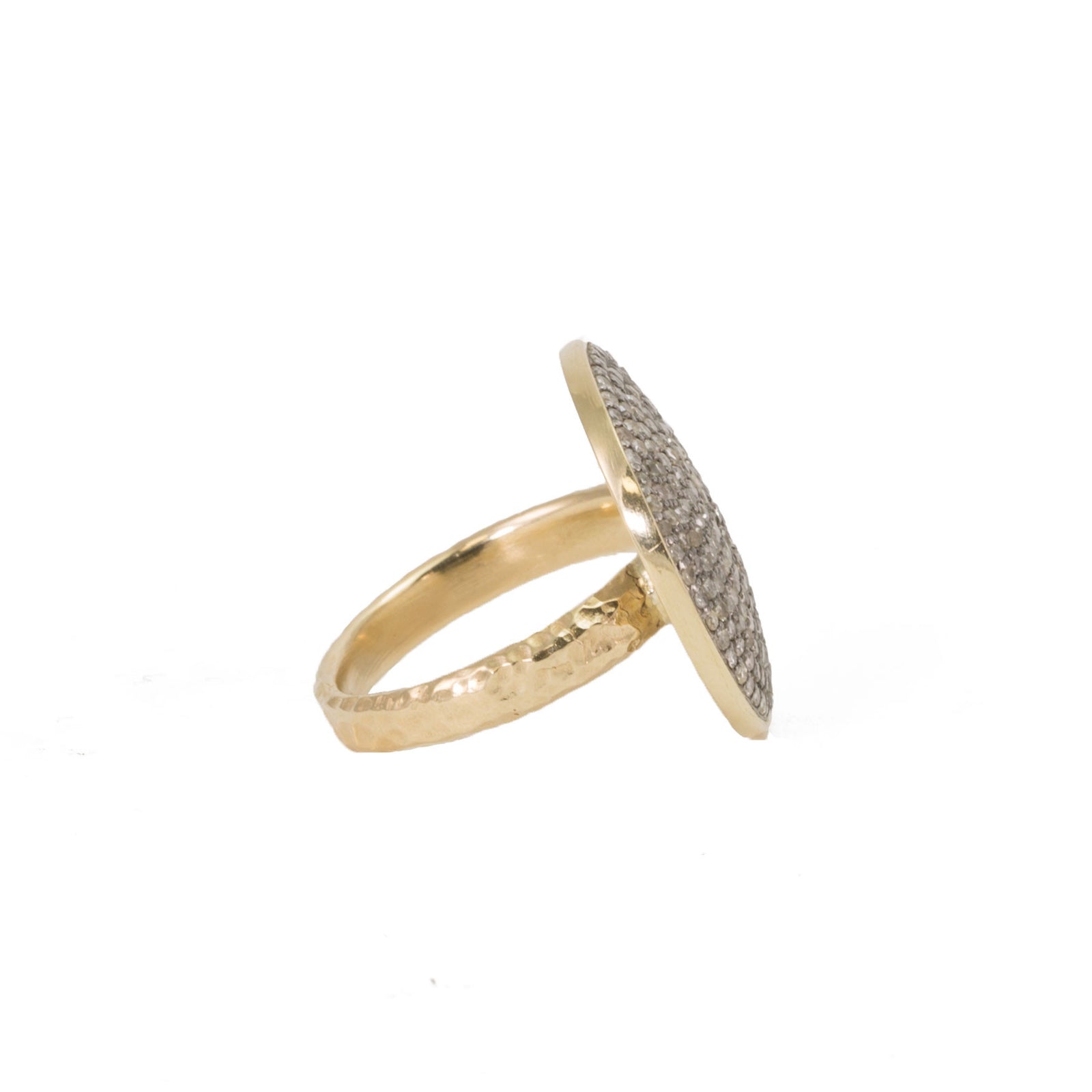 Large Champagne Diamond Disc Ring