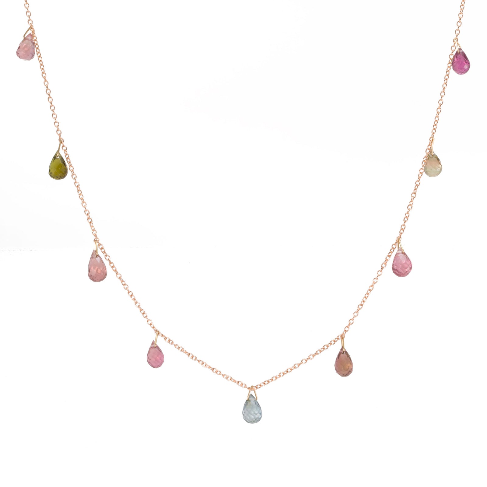 Watermelon Tourmaline Drop Necklace
