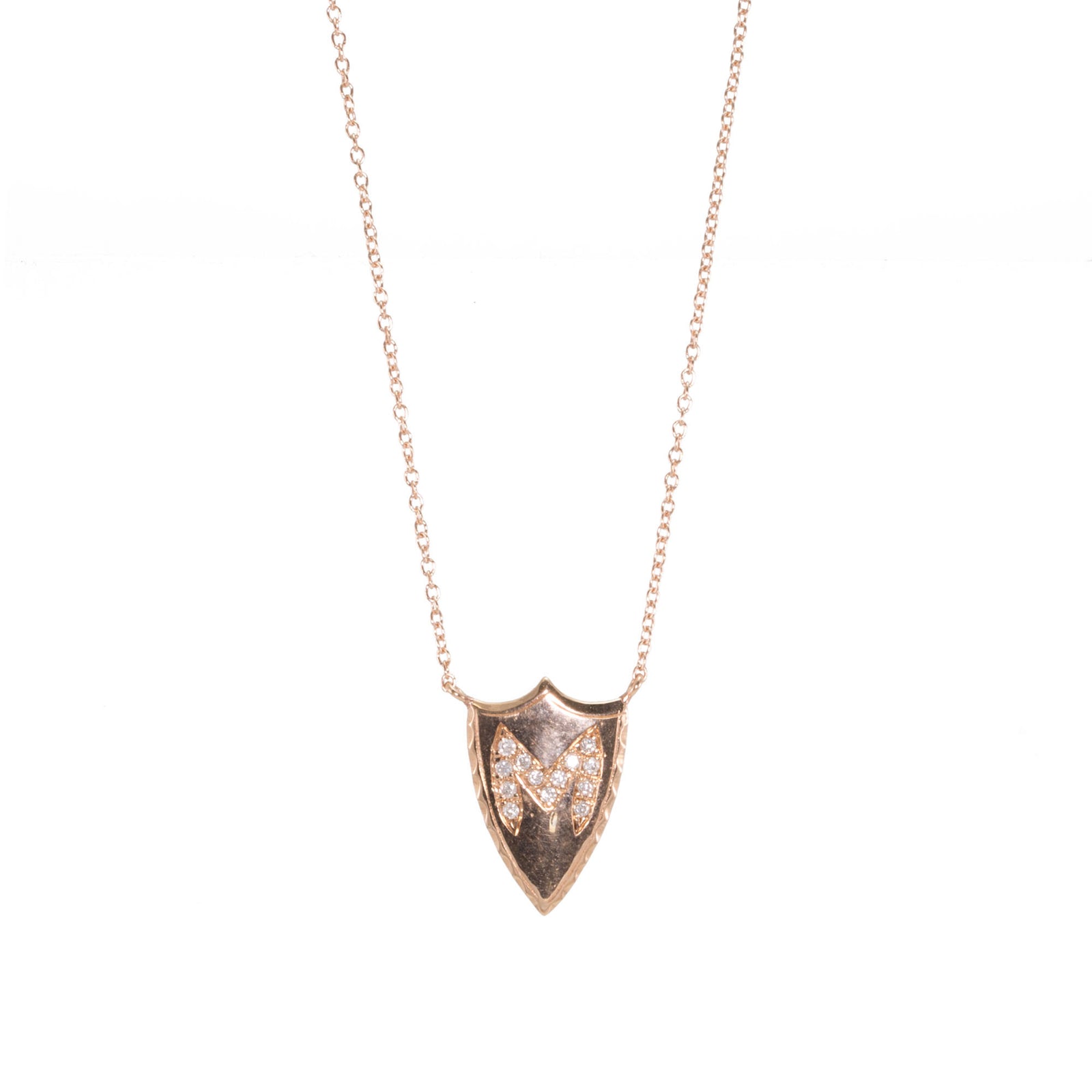 Initial Shield Diamond Necklace