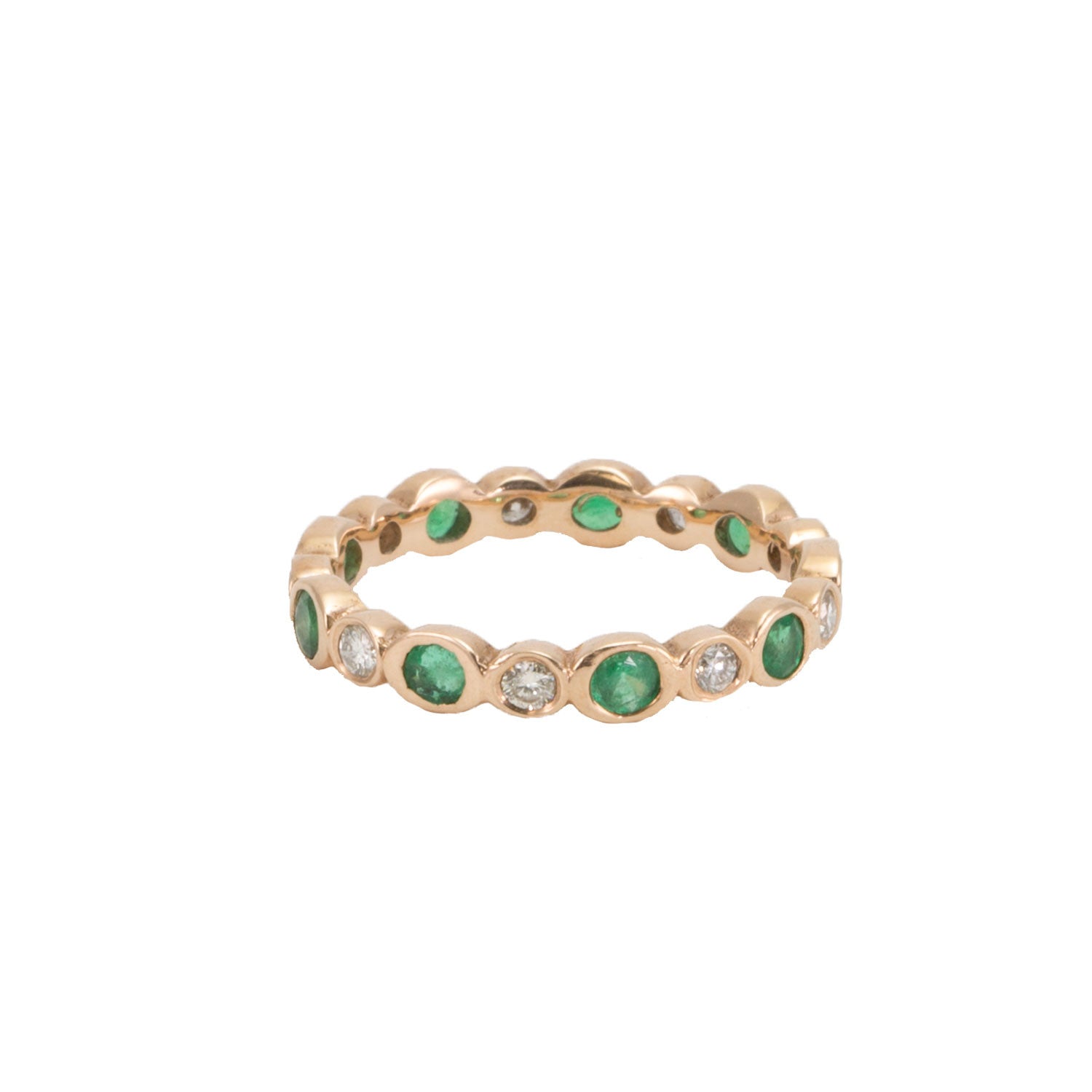 Diamond & Emerald Eternity Band with Alternating Bezels