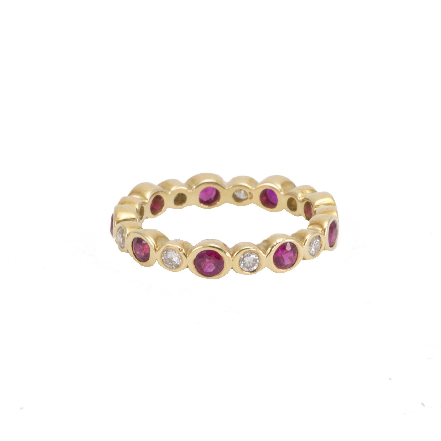 Diamond & Ruby Eternity Band with Alternating Bezels
