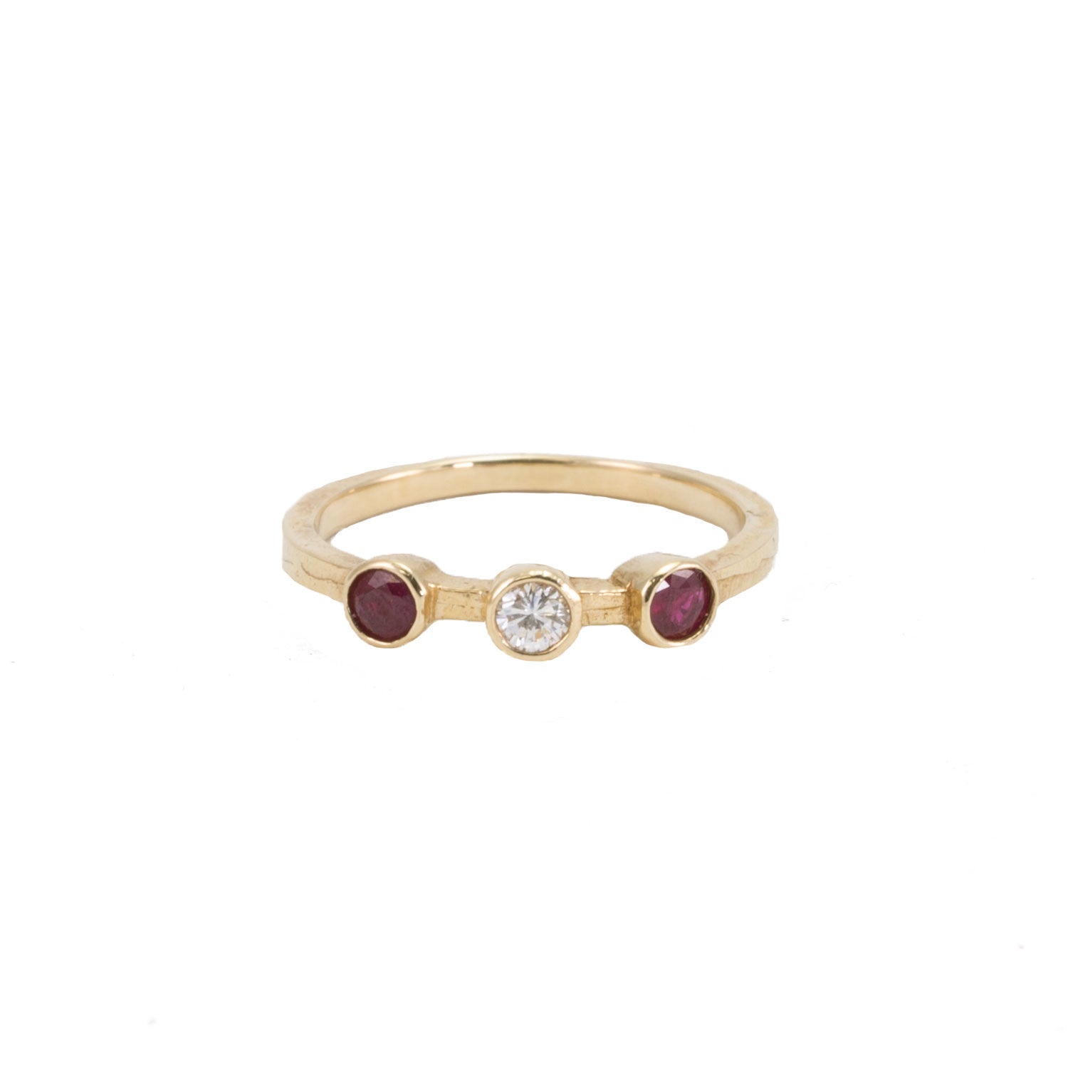 Triple Bezel Ruby & Diamond Ring