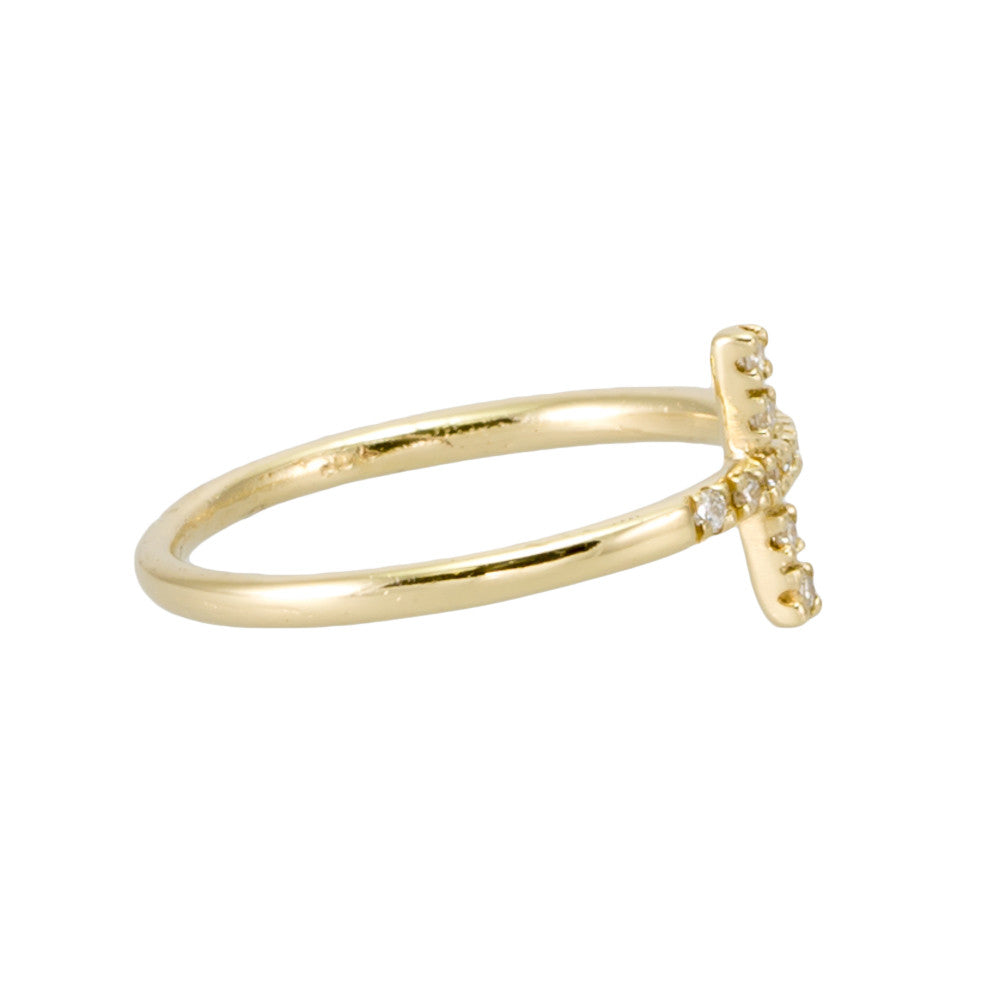 Cross Ring - Sideways with Diamonds