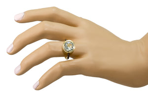 Prasiolite and Champagne Diamond Ring