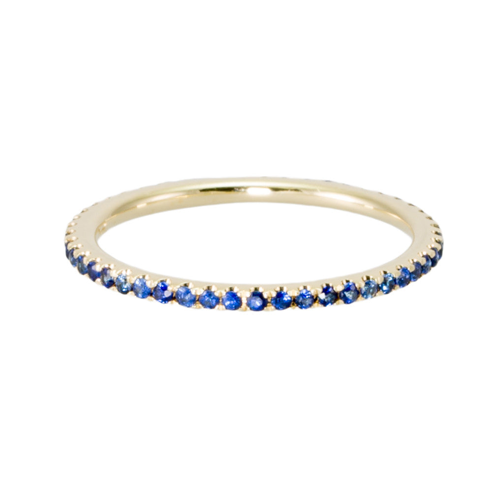 Thin Blue Sapphire Eternity Band
