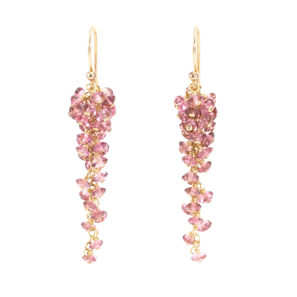 Pink Tourmaline Grape Cluster Earrings