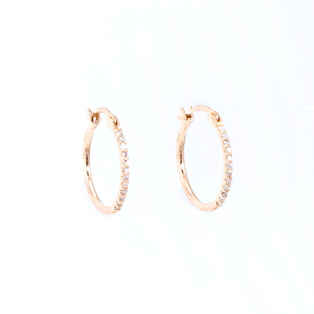 Thin Diamond Front Hoop Earrings