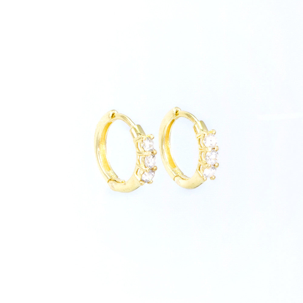 Trio Diamond Huggie Hoop Earrings