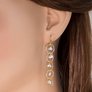 Pearl Drop Link Earrings