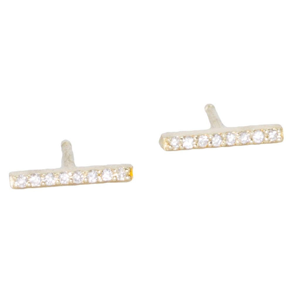 Diamond Bar Stud Earrings