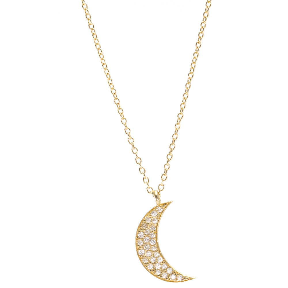 Crescent Moon Diamond Necklace