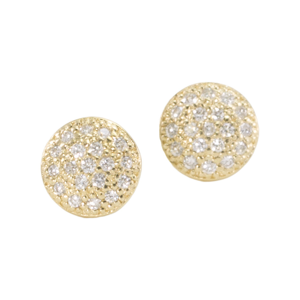 Medium Diamond Disc Stud Earrings