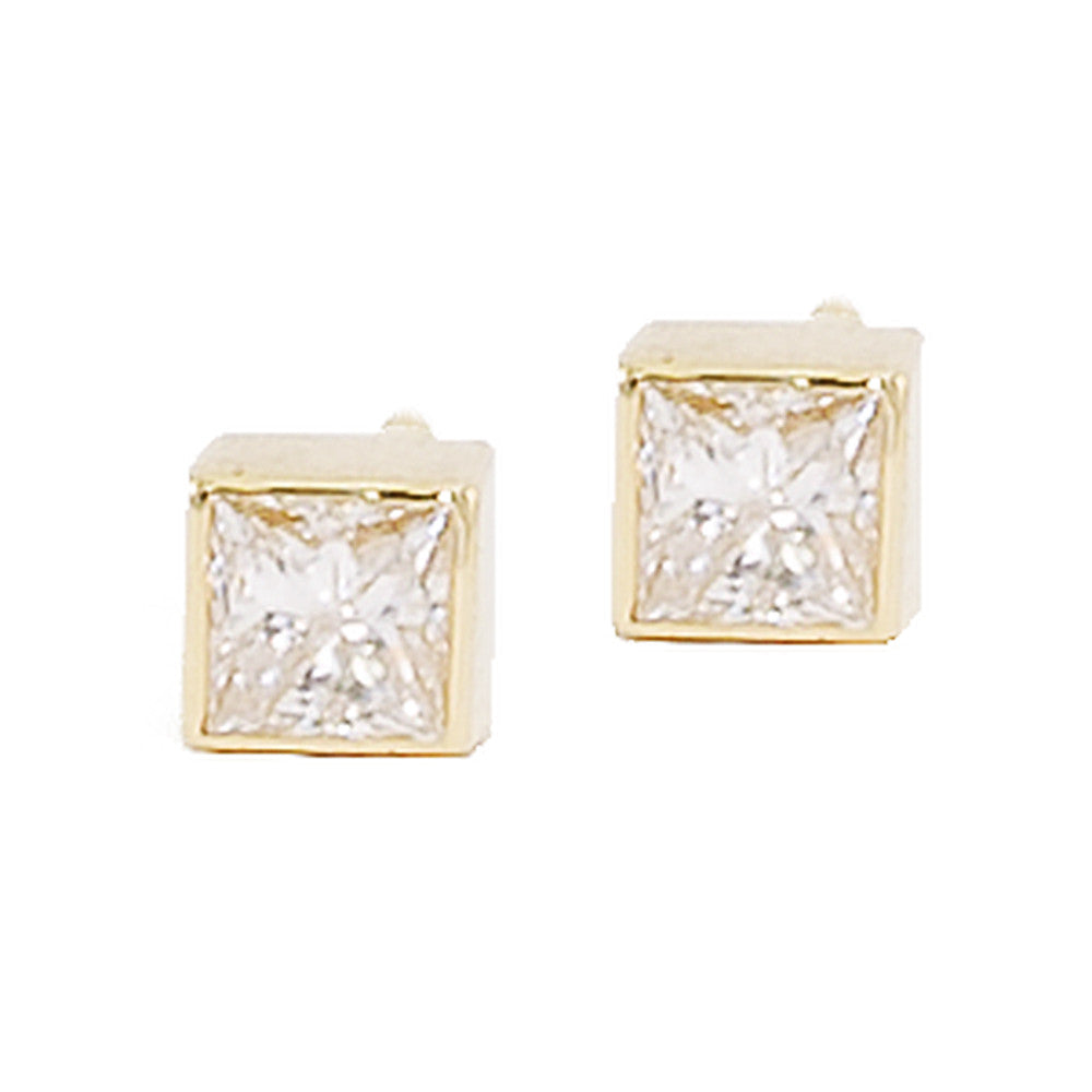 Large Square Diamond Stud Earrings