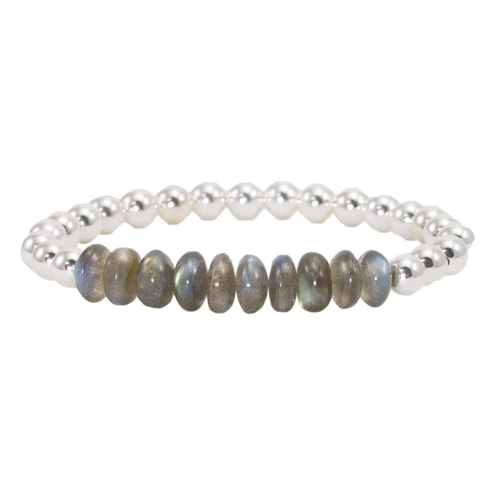 6mm Sterling Silver Beads with Labradorite Bracelet