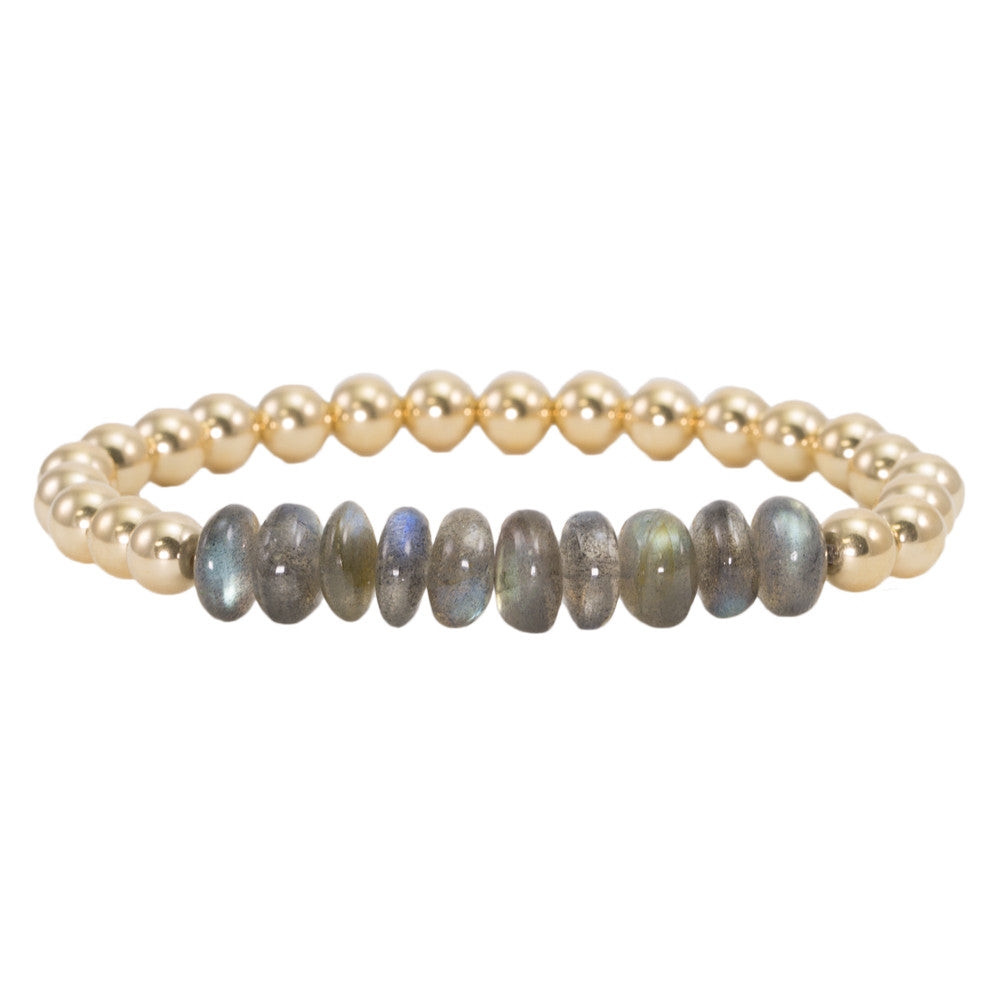 6mm Gold Filled Beads with Labradorite Bracelet