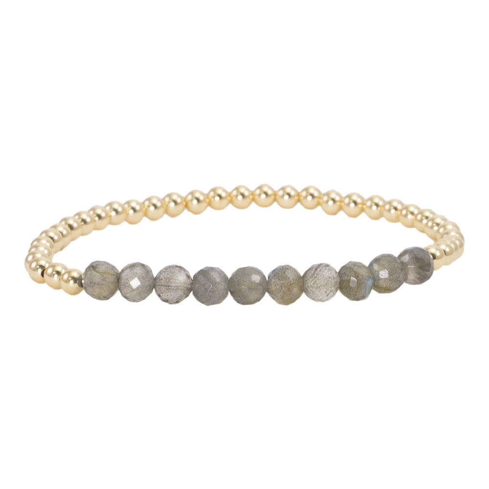 4mm Gold Filled Beads with Labradorite Bracelet