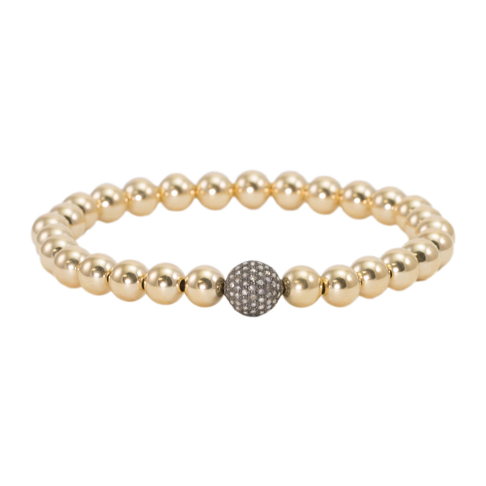 6mm Gold Filled Beads with Champagne Diamond Bead Bracelet
