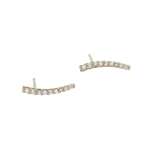 Curve Bar Diamond Stud Earrings