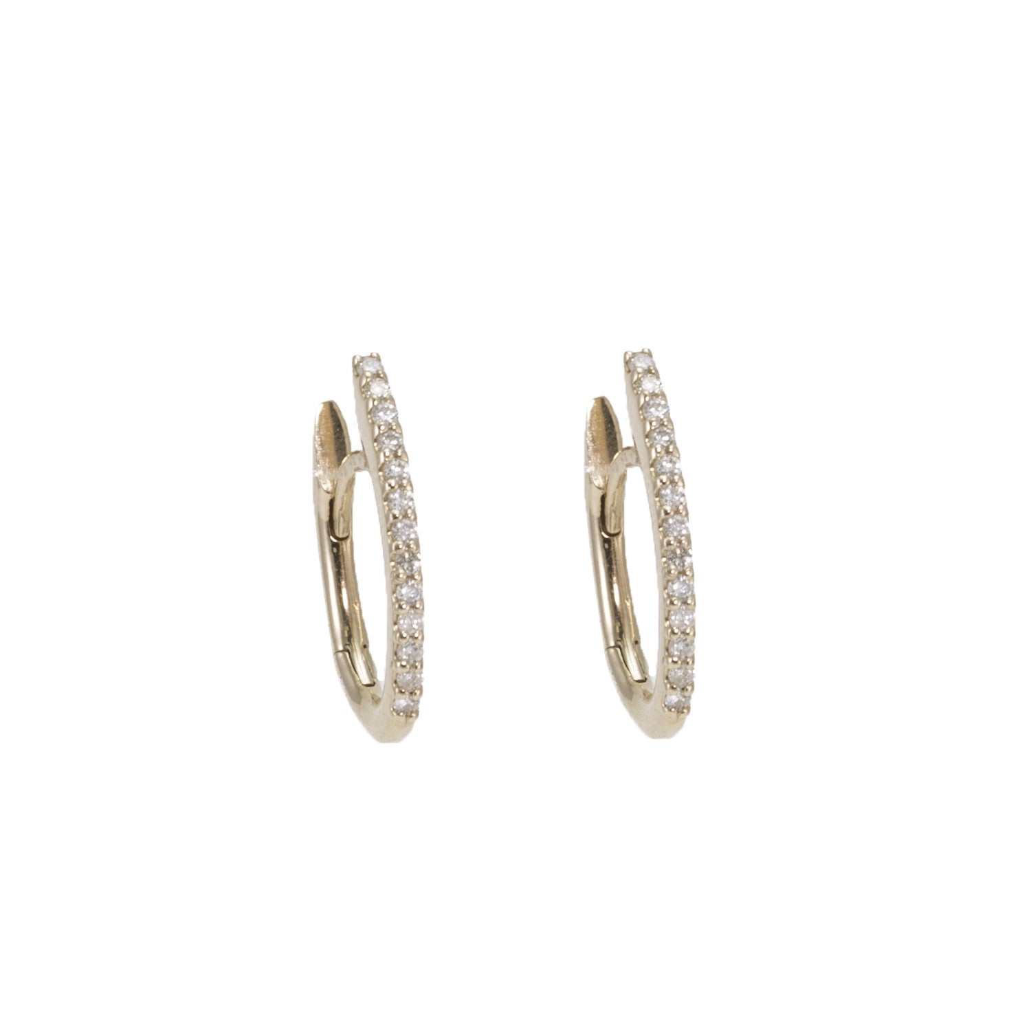 Deep Oval Diamond Huggie Earrings