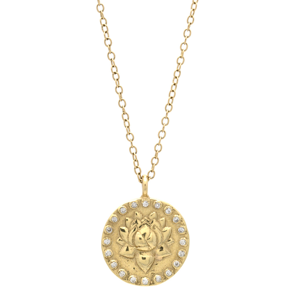 Lotus & Om Reversible Coin Necklace