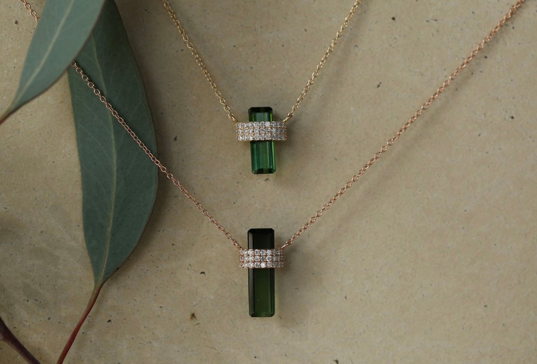 Green Tourmaline Diamond Belt Necklace