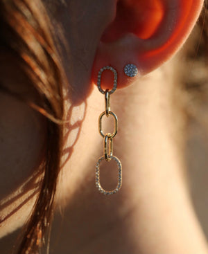 Chain Diamond Link Drop Earrings