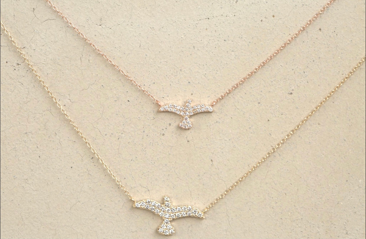 Large Dove Pave Diamond Necklace