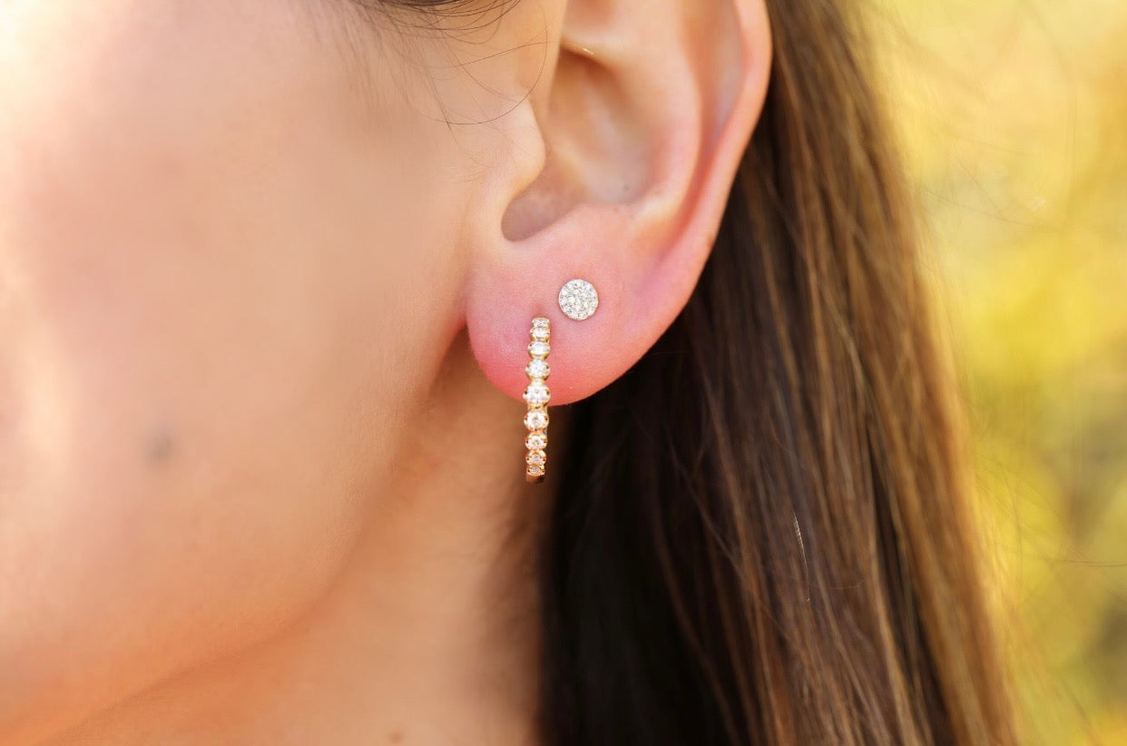 Rosebud Diamond Hoop Earrings