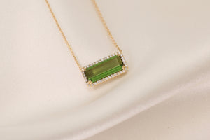 Medium Green Tourmaline Diamond Necklace
