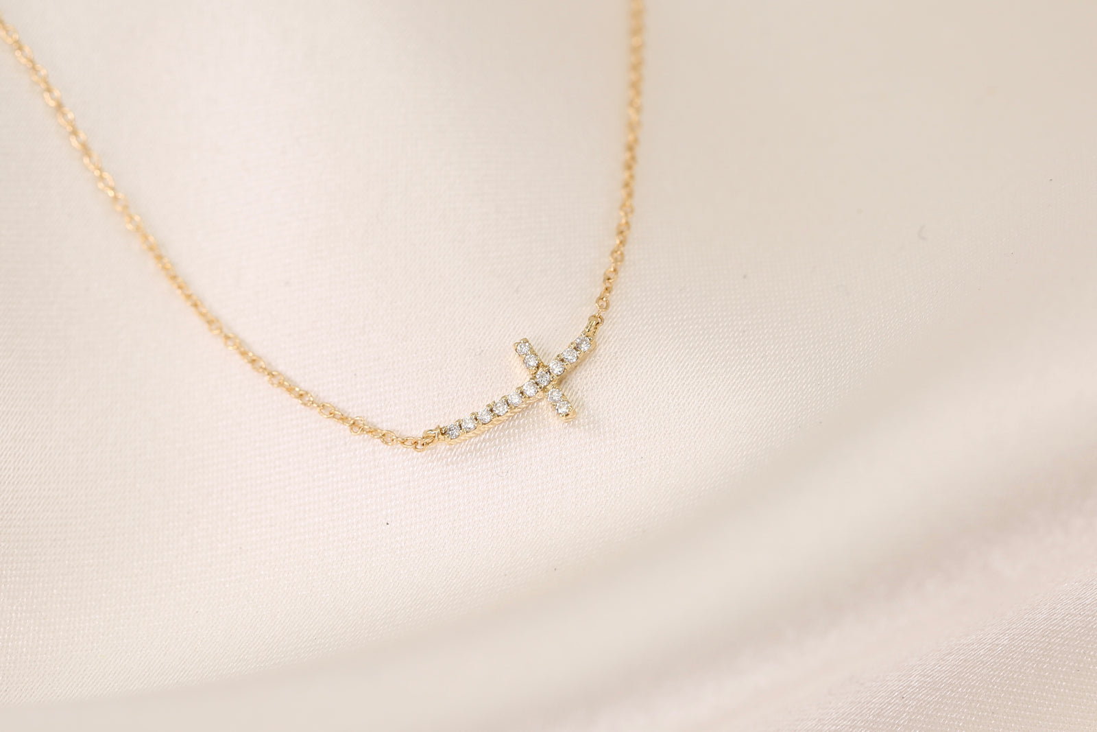 Side Cross Diamond Necklace