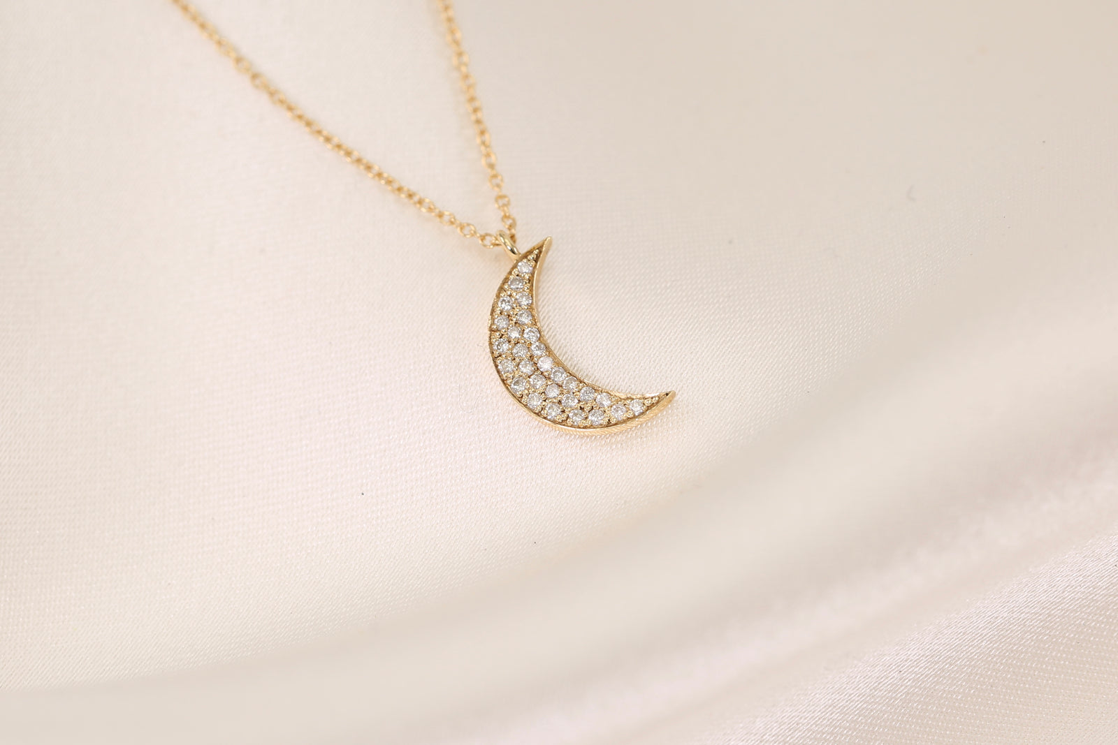 Crescent Moon Diamond Necklace