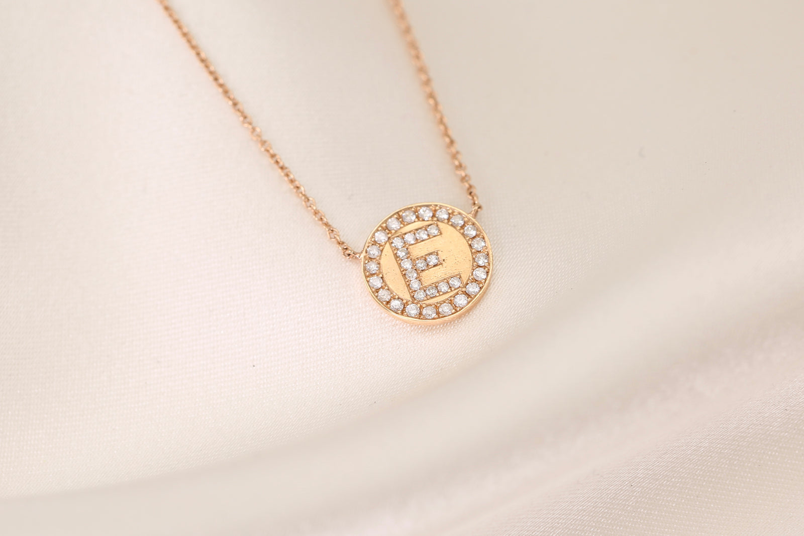 Initial All Around Disc Diamond Necklace