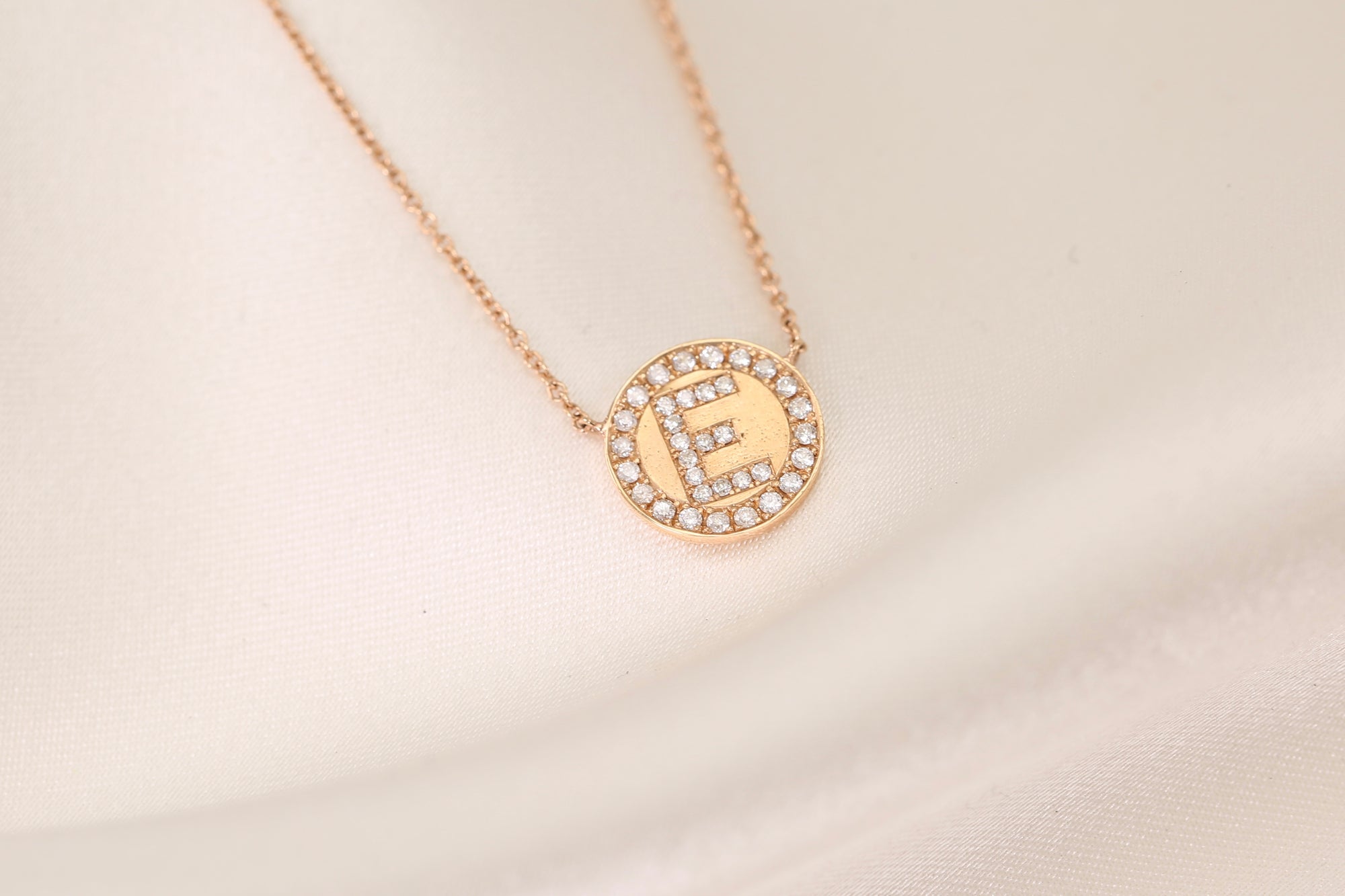 Initial All Around Disc Diamond Necklace