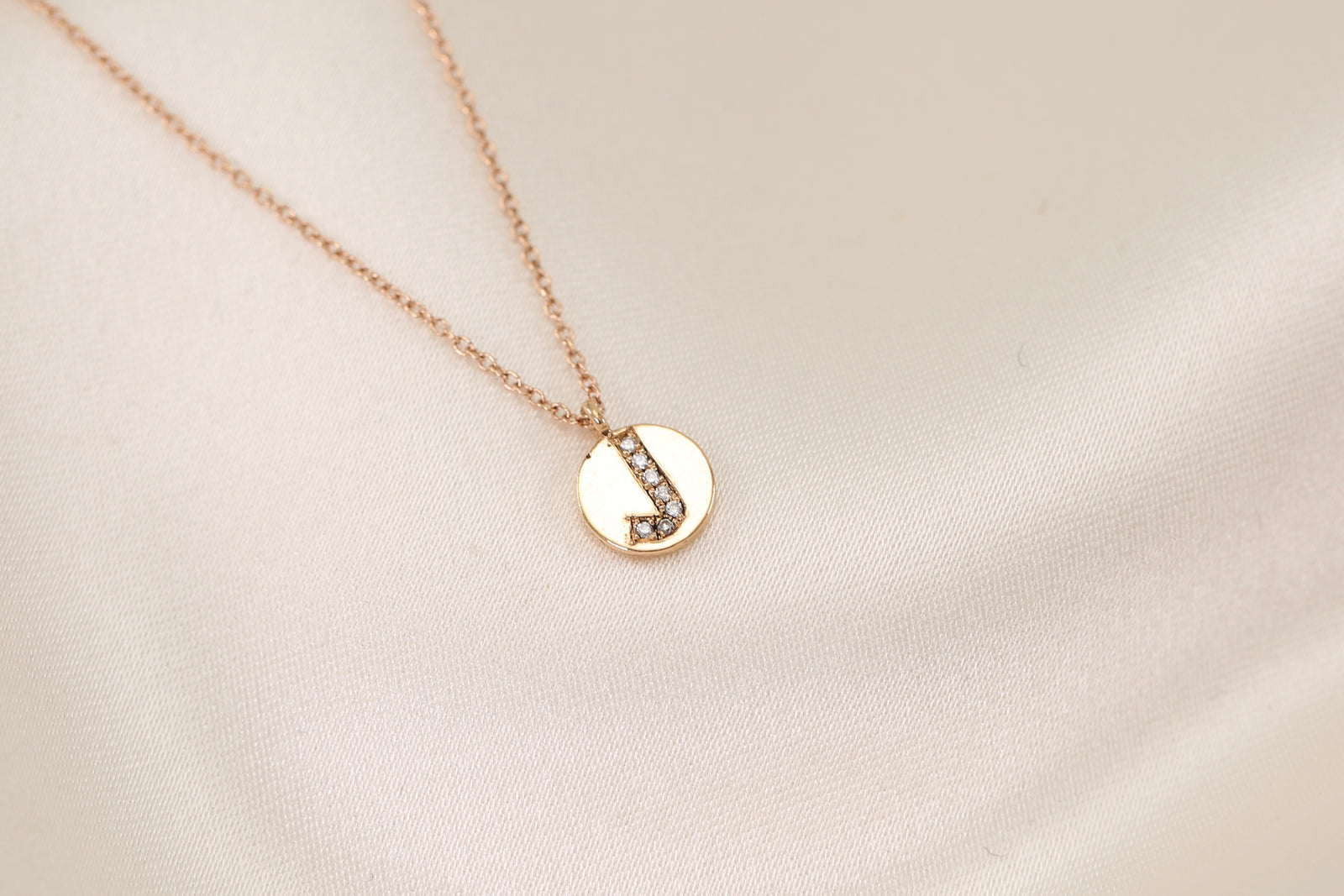 Small Initial Disc Diamond Necklace
