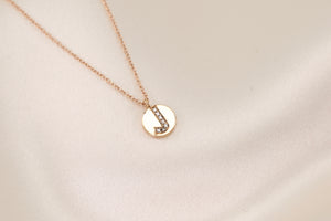 Small Initial Disc Diamond Necklace