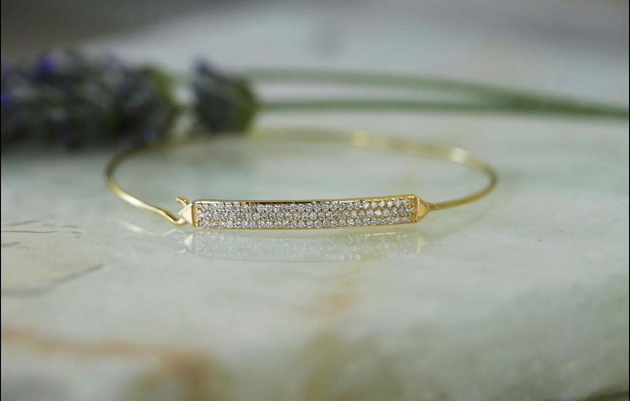 Pave Diamond Bar Cuff Bracelet