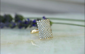 Rectangle Pave Diamond Ring