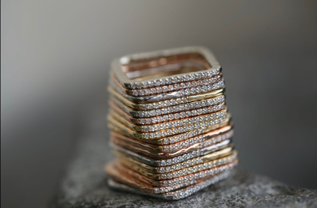 Square Pave Diamond Ring