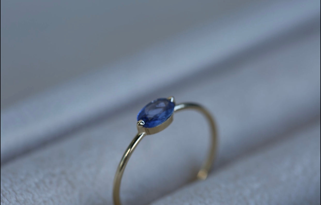 Oval Blue Sapphire Ring