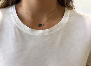 Small Green Tourmaline and Diamond Necklace