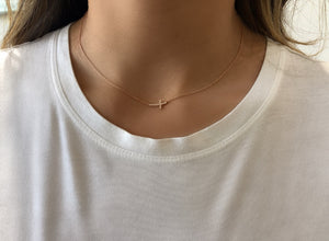 Side Cross Diamond Necklace
